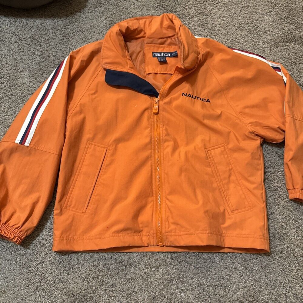 Nautica Boys Vintage Bomber Windbreaker Jacket Orange Size M‎ (10/12) Outdoor